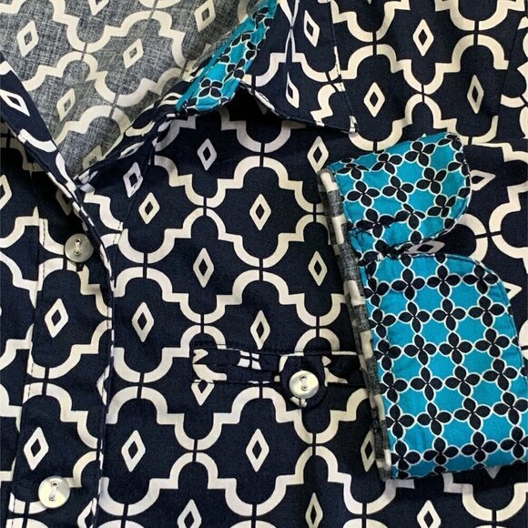 Allison Daley Women's Button Front Shirt Contrast Trim Sz 8 #3D - Picture 6 of 8